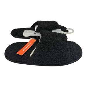 Joe Fresh Black Fuzzy Slippers Size L